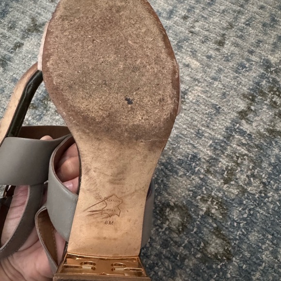 Tory Burch Gray and Tan Minimalist Sandals - Picture 10 of 15